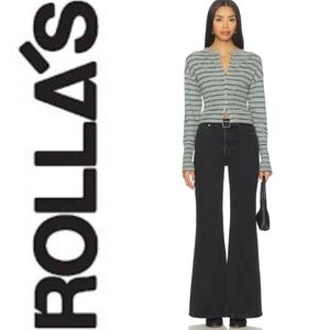 Rolla's Eastcoast High Rise Flare Jean, Black Wash